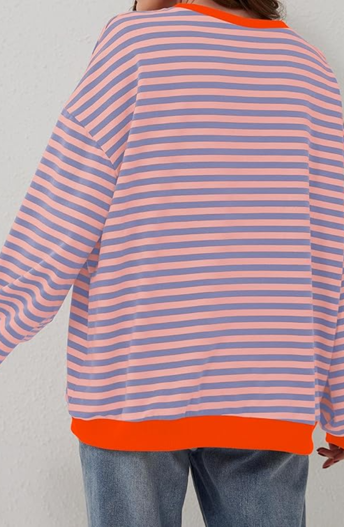 Women's Oversized Striped Sweatshirt - Comfortable Trend Piece for Everyday Wear