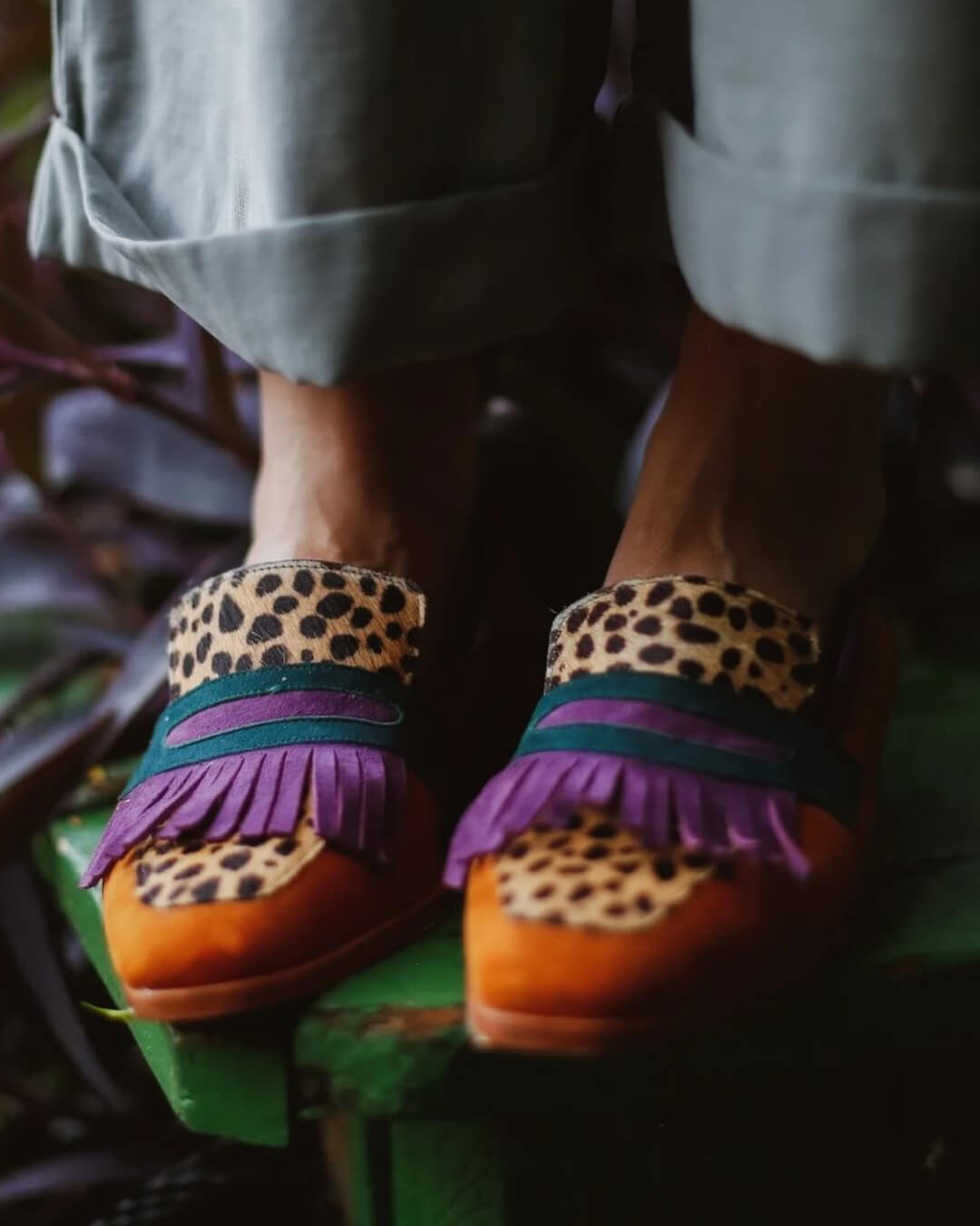 Fringed Animal-Print Loafers