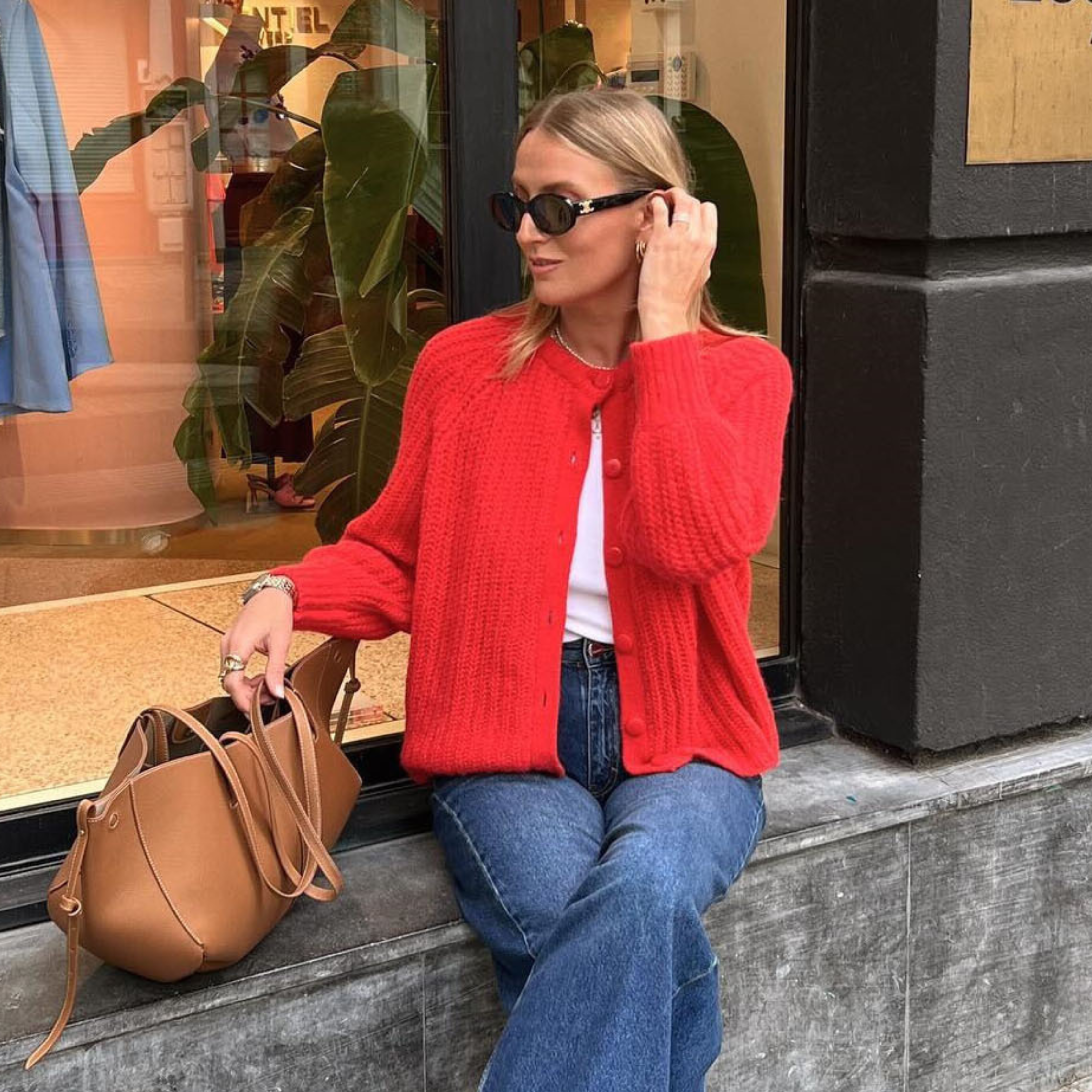 Cozy Solid Button-Down Cardigan, Long Sleeve, Round Neck