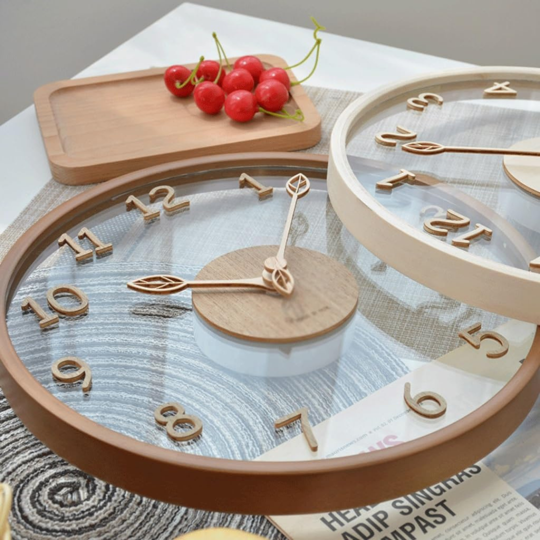 Metron - Elegant Wooden Wall Clock with Chic Glass Finish