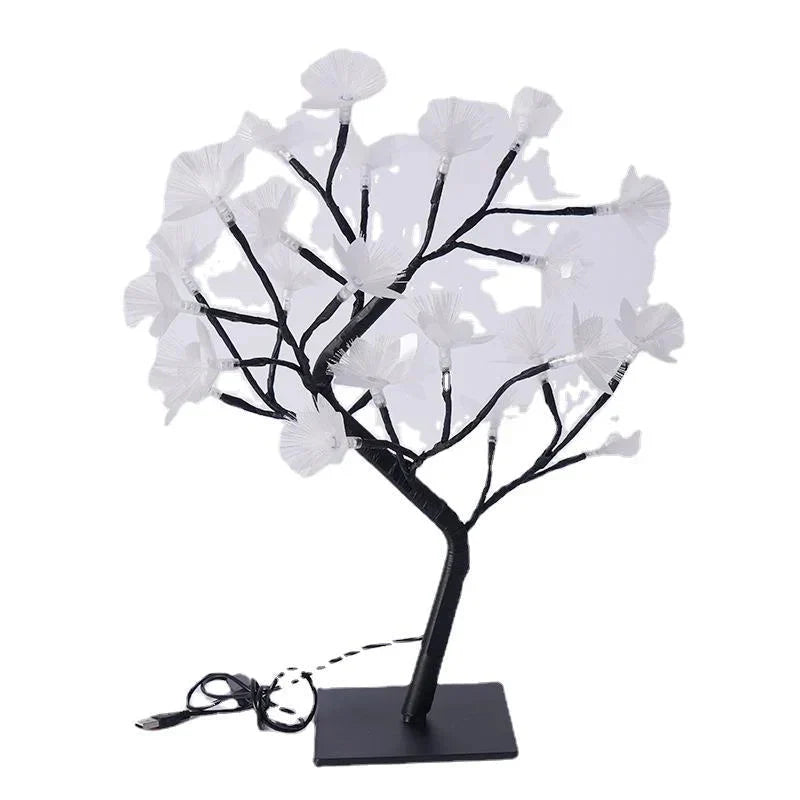 Elegant White Birch Fiber Optic Flower with LED Light for Enchanting Decorations