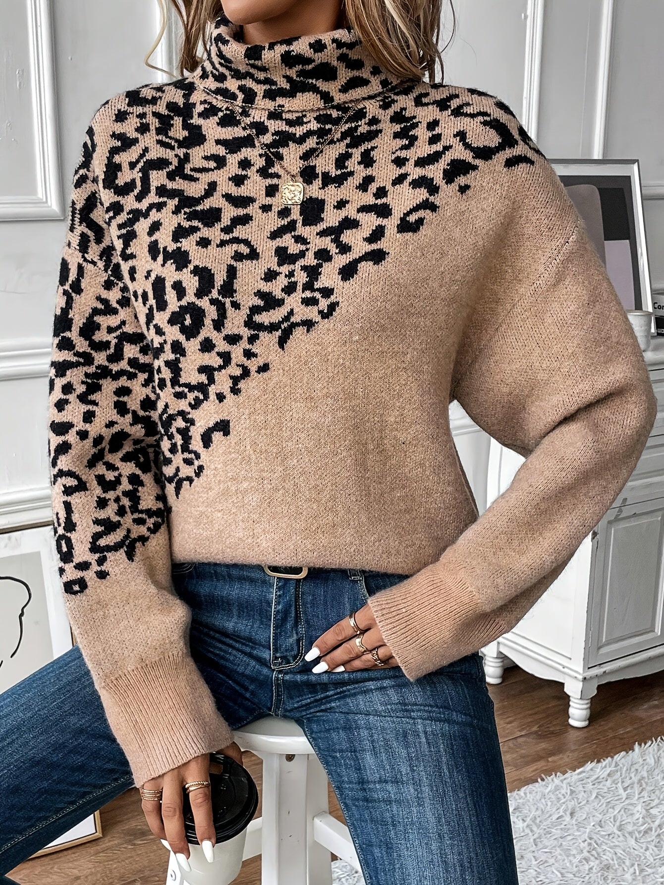 Leopard Print Knit Sweater