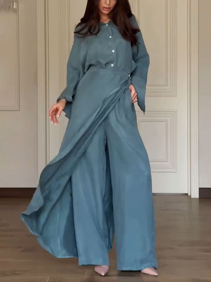 Elegant Shirt and Coordinated Skirt-Pant Ensemble for a Chic Look