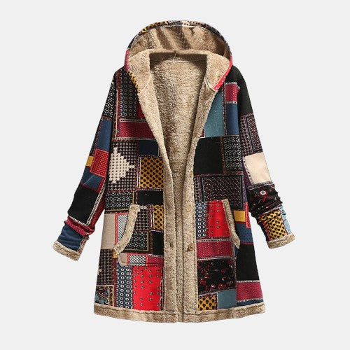 Jade Vintage Patchwork Fleece Jacket — Cozy, Retro-Inspired Warmth