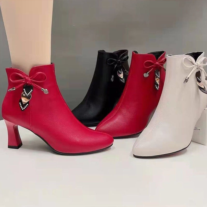 Pointed Toe Ankle Boots with Bow for an Elegant Style