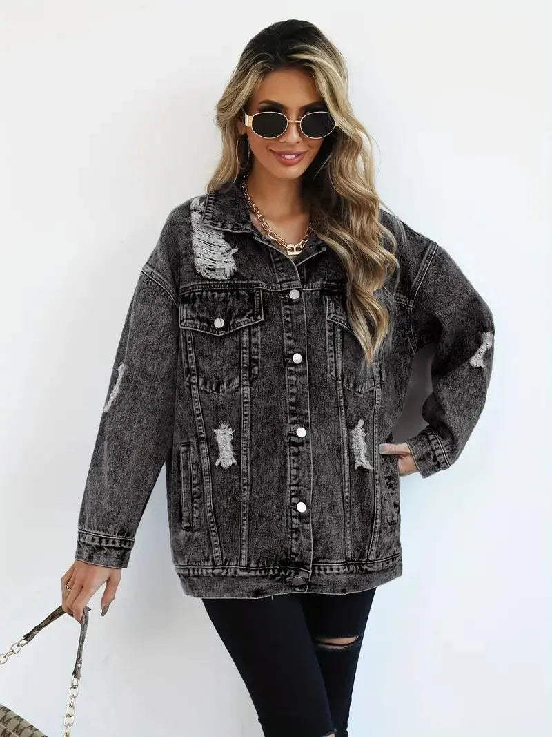 Stylish oversized denim jacket for women for a fashionable look