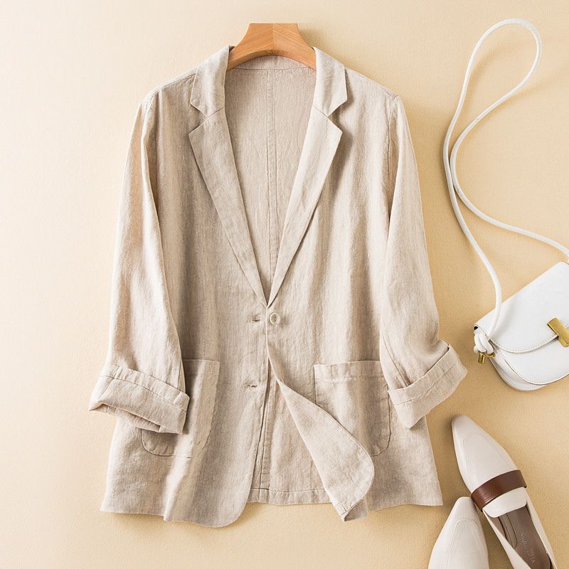 Vivienne Prestige Elegant Cotton-Linen Blazer for a Sophisticated Look