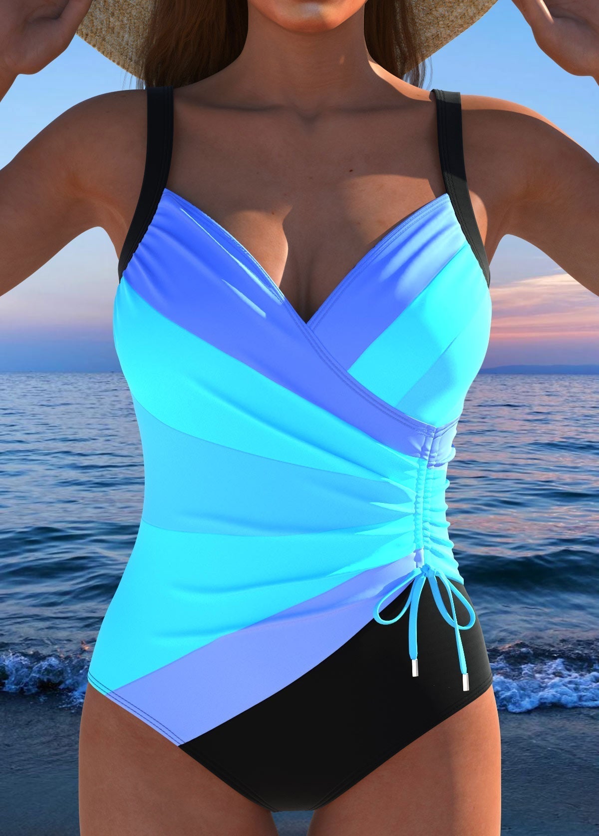 Wrap One Piece Swimsuit | Colorful Luxury Fit