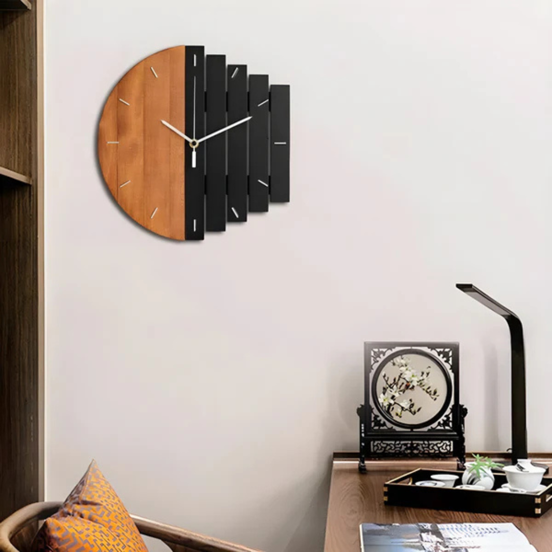 Vesper Luxe Large Wooden Wall Clock for a Stylish Living Room