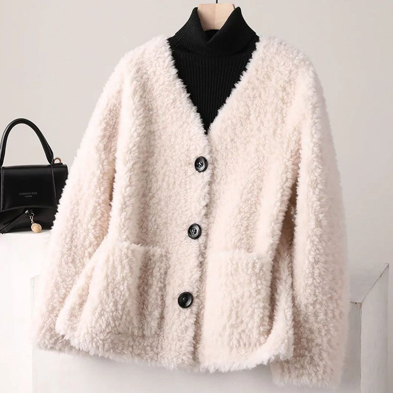 Elegant Miranda Couture Shearling Jacket, Cozy Warm and Stylish