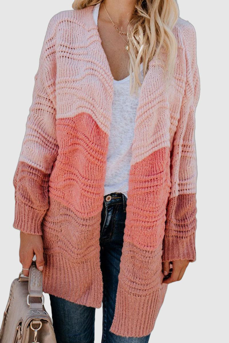 Zinnia Color-Block Textured Open-Front Cardigan