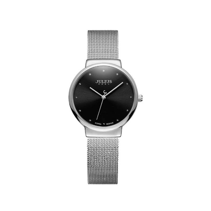 Ultra-thin quartz watch with elegant mesh bracelet