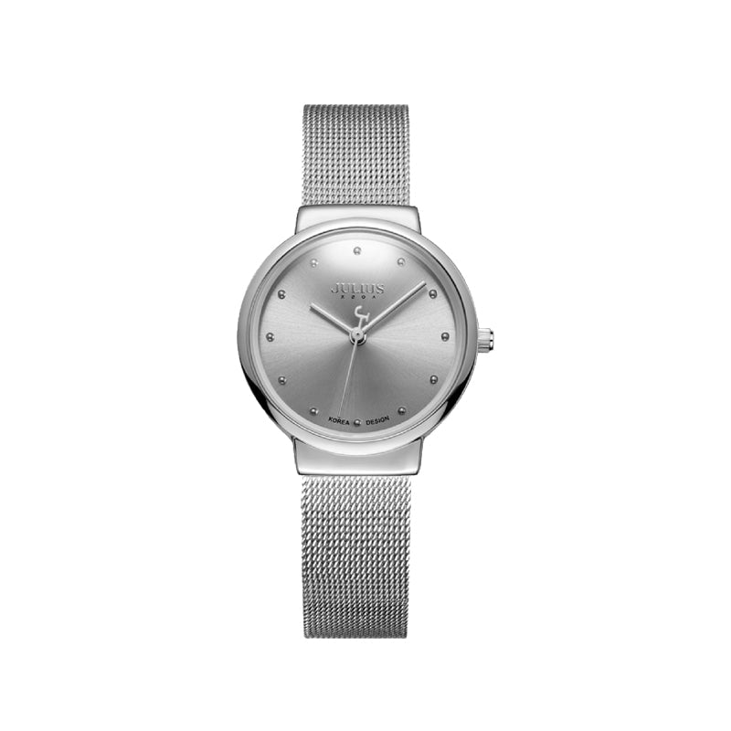 Ultra-thin quartz watch with elegant mesh bracelet