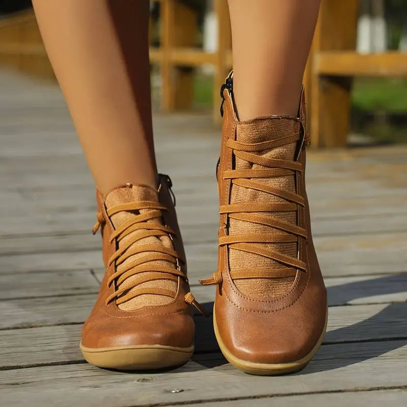 Women's Casual Lace-Up Ankle Boots - Everyday Comfort and Style