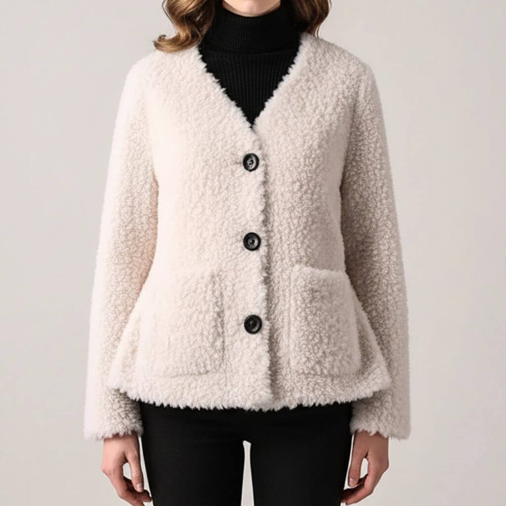 Elegant Miranda Couture Shearling Jacket, Cozy Warm and Stylish
