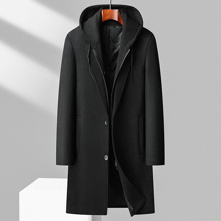 Jasper Custom Pure Wool Hooded Coat, Fashionable and Warm Essential