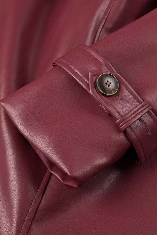 Elegant Relaxed Leather Trench Coat for Stylish Comfort