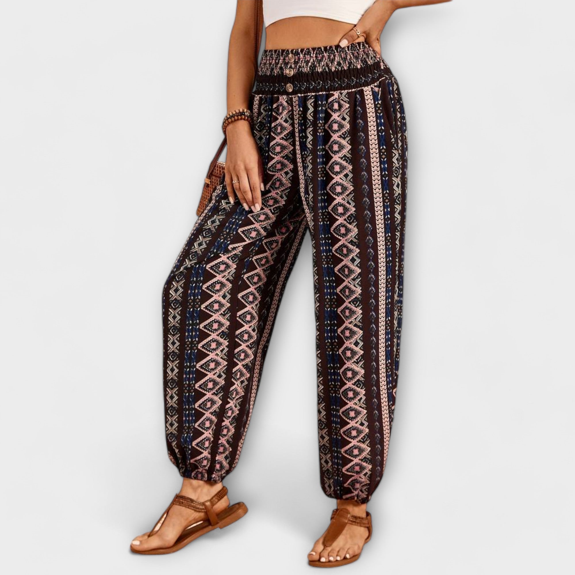 Ethnic Graphic Print Pants — Bold Patterned Trousers with Comfortable Fit