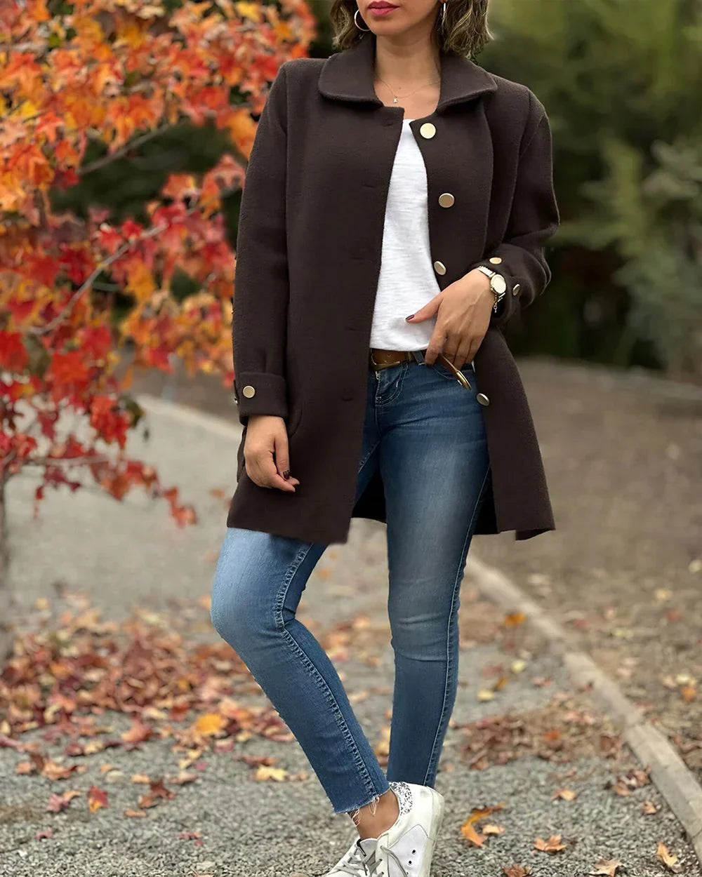 Kimberly Stylish Wool and Cashmere Coat with Chic Side Knot Detail