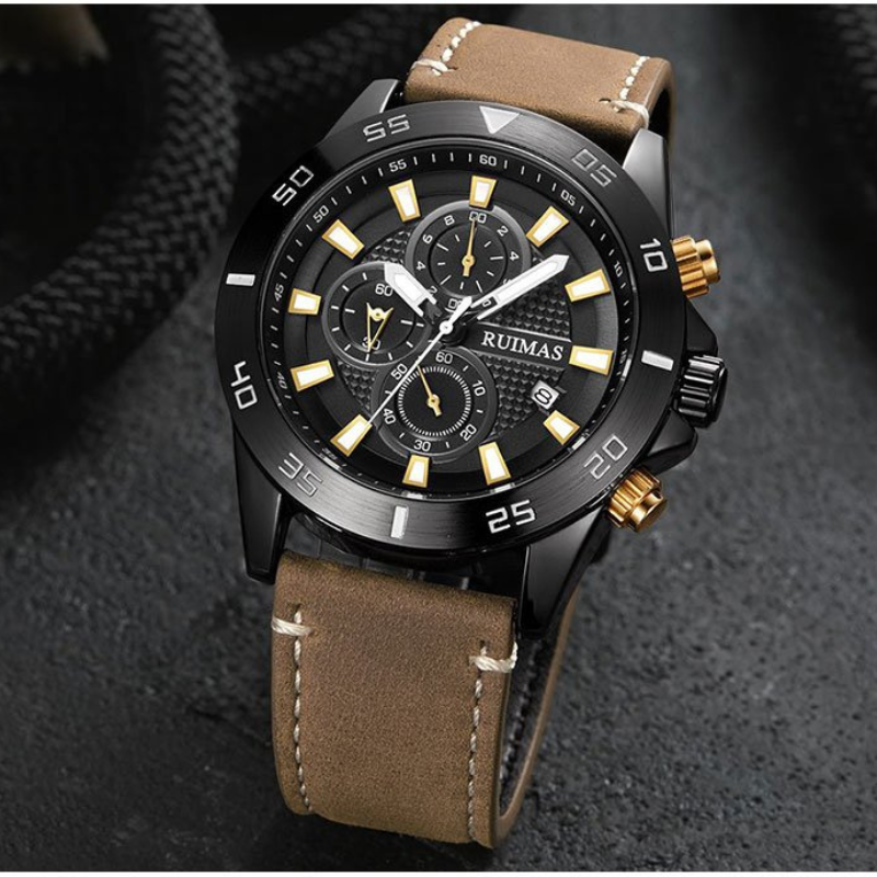 Elegant quartz chronograph watch with digital and analog display