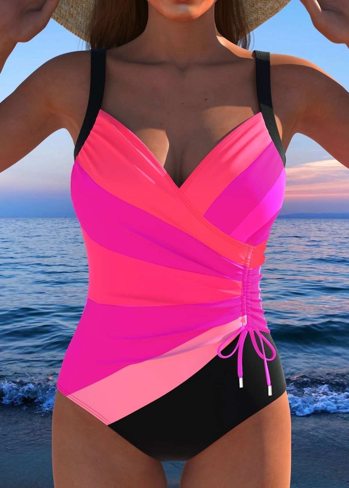 Wrap One Piece Swimsuit | Colorful Luxury Fit