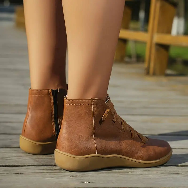 Women's Casual Lace-Up Ankle Boots - Everyday Comfort and Style