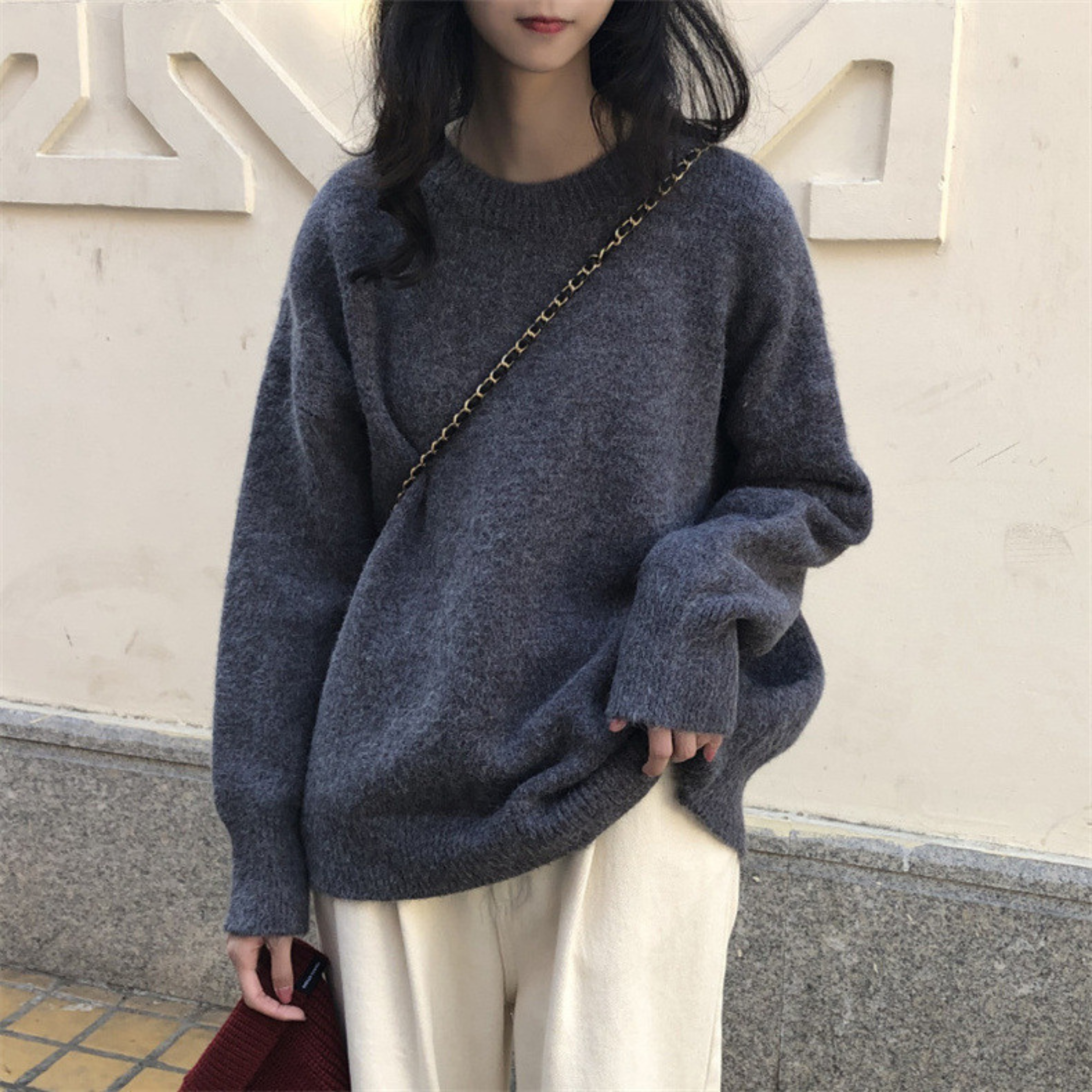 Cozy Casual Long-Sleeve Round-Neck Knit Sweater