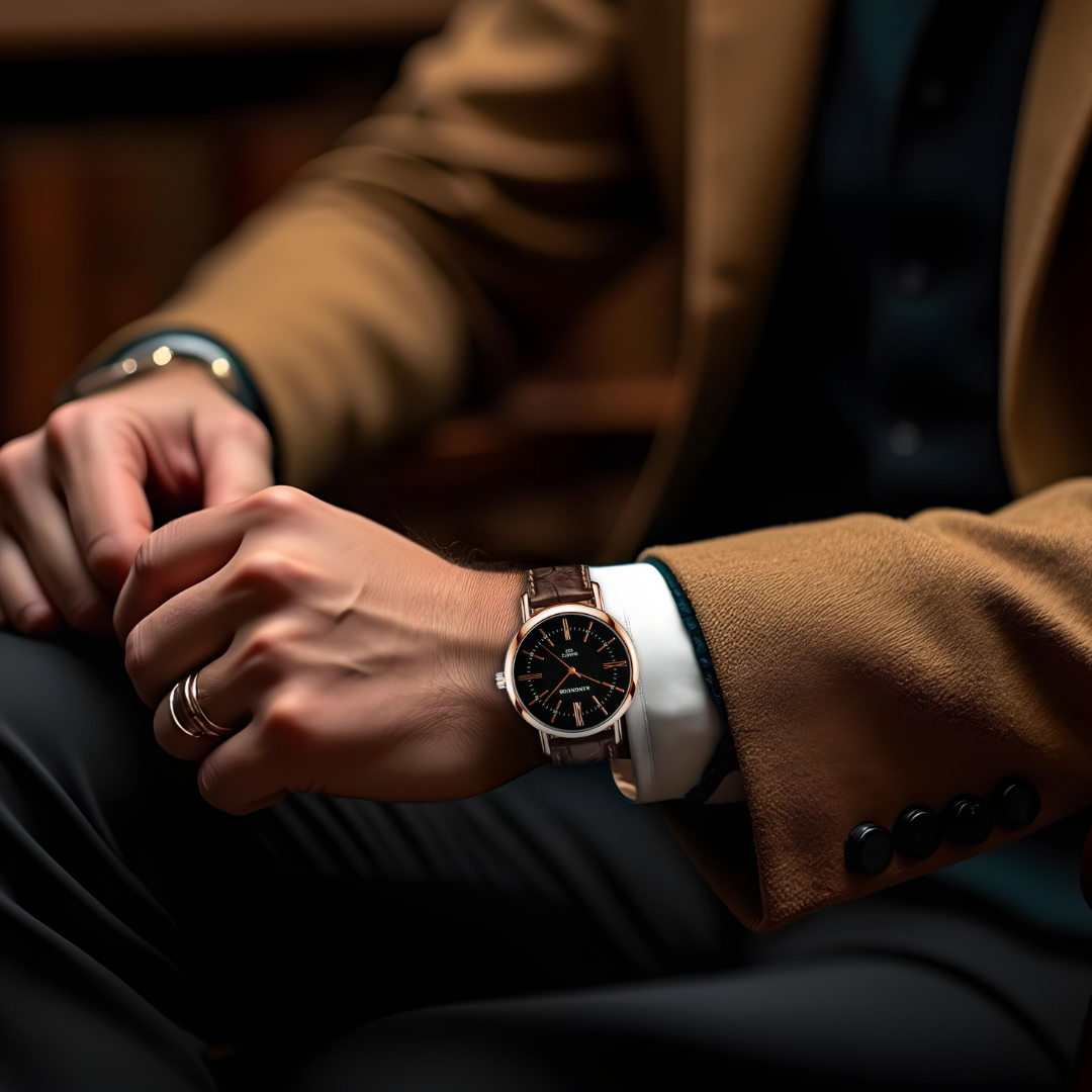 Elegant leather quartz watch bracelet for timeless style