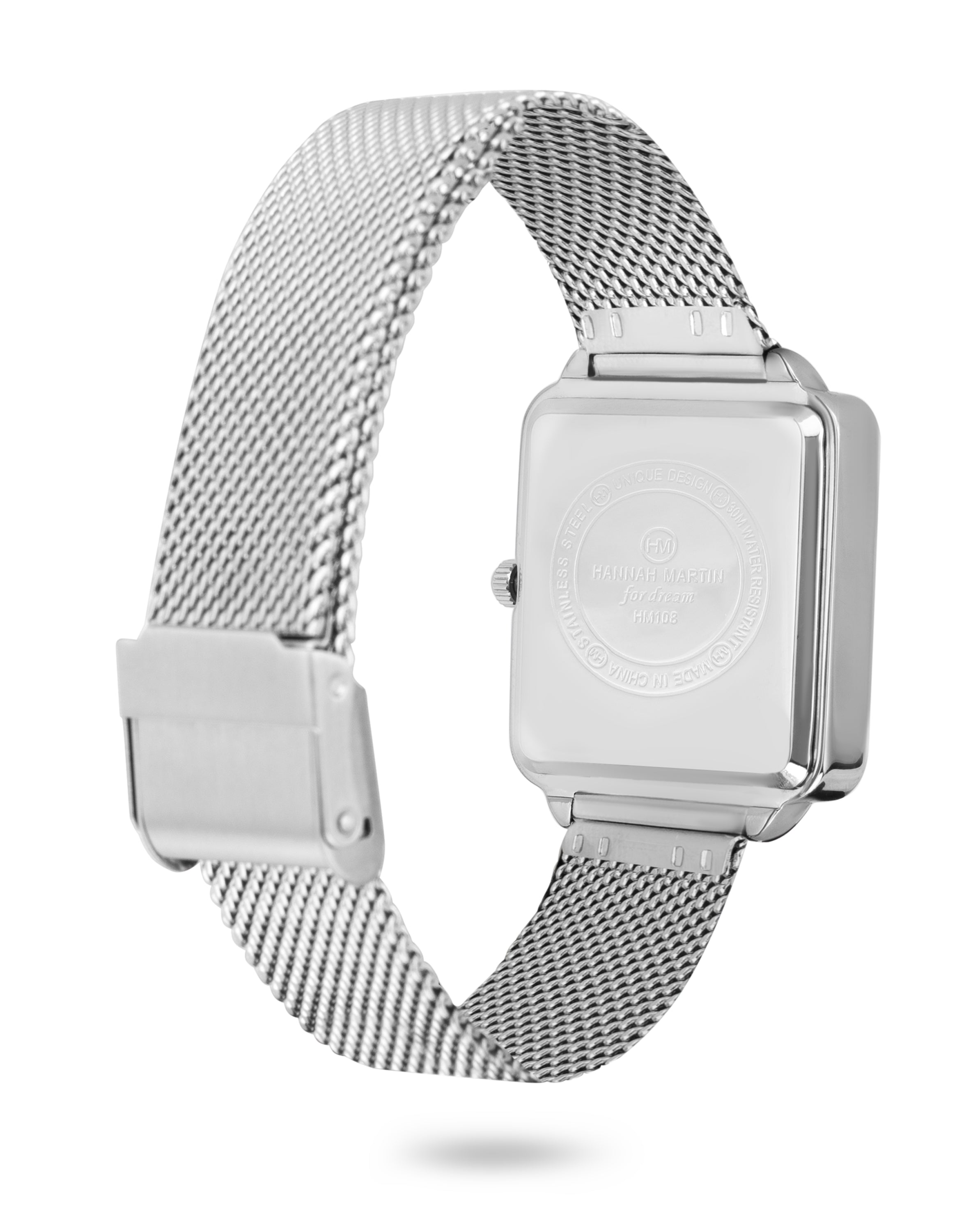 Elegant Zenith Square Silver Watch with Luxury Mesh Band