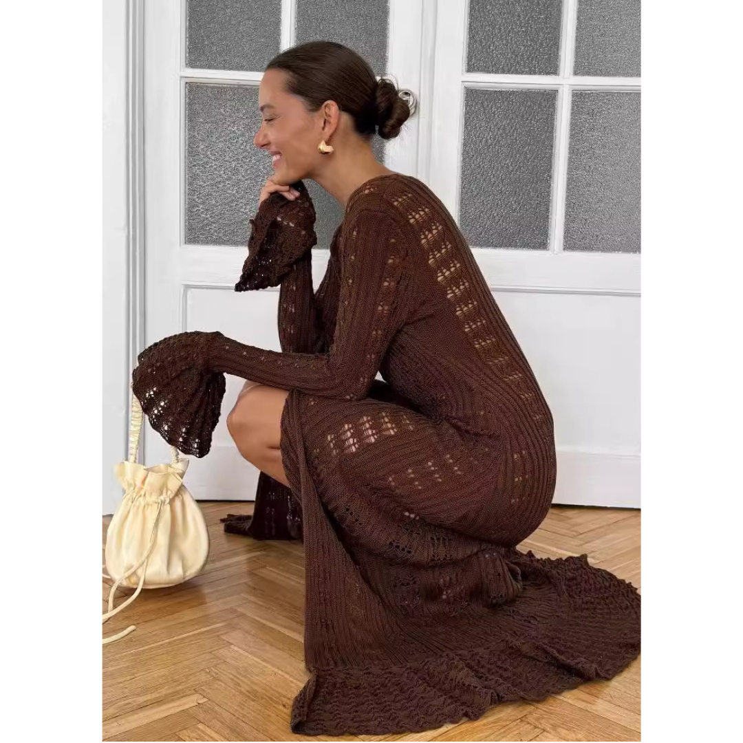 Chic Flounce-Sleeve Fitted Cardigan with Button Front