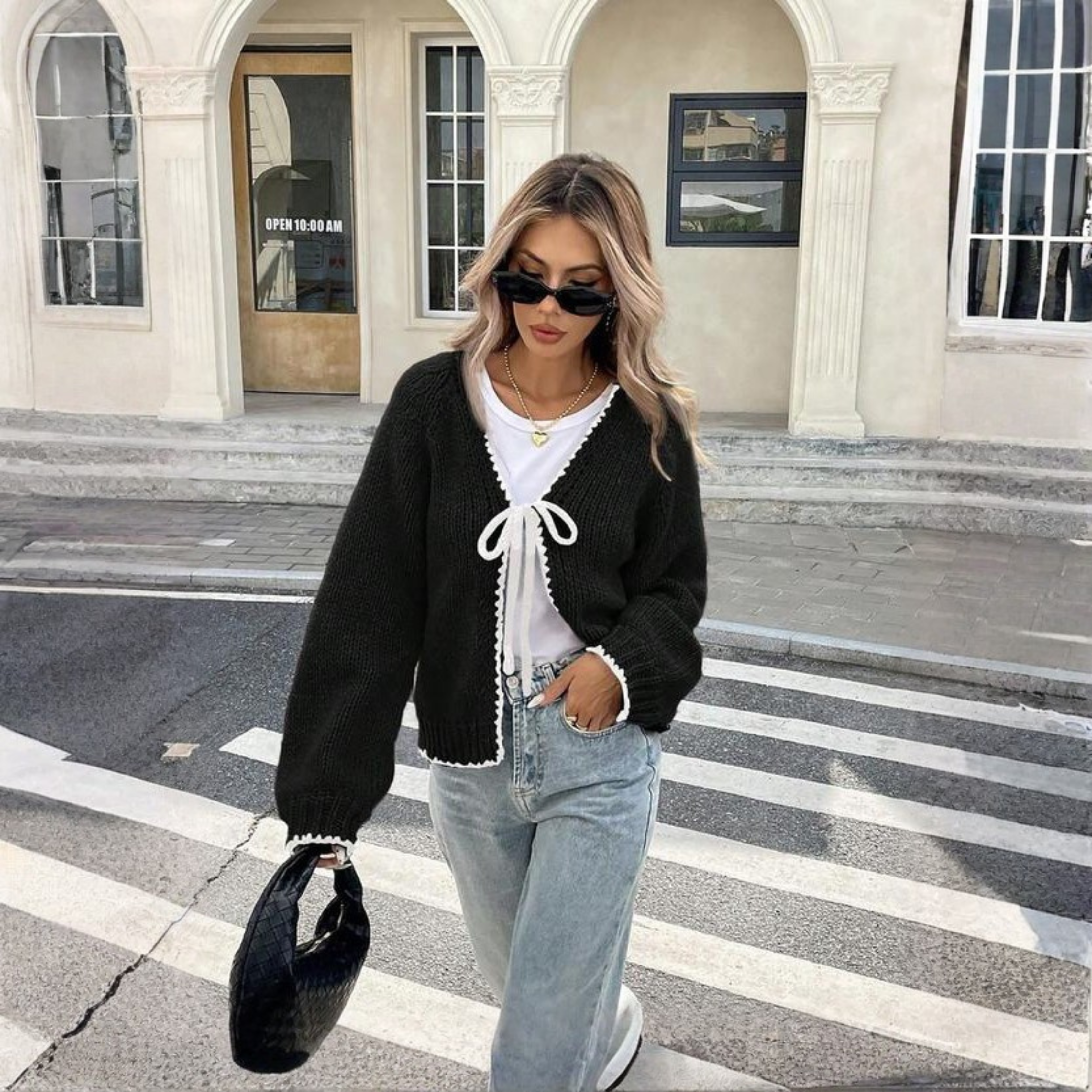 Cozy Front-Tie Long-Sleeve Cardigan