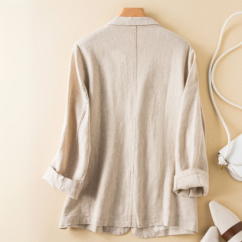 Vivienne Prestige Elegant Cotton-Linen Blazer for a Sophisticated Look