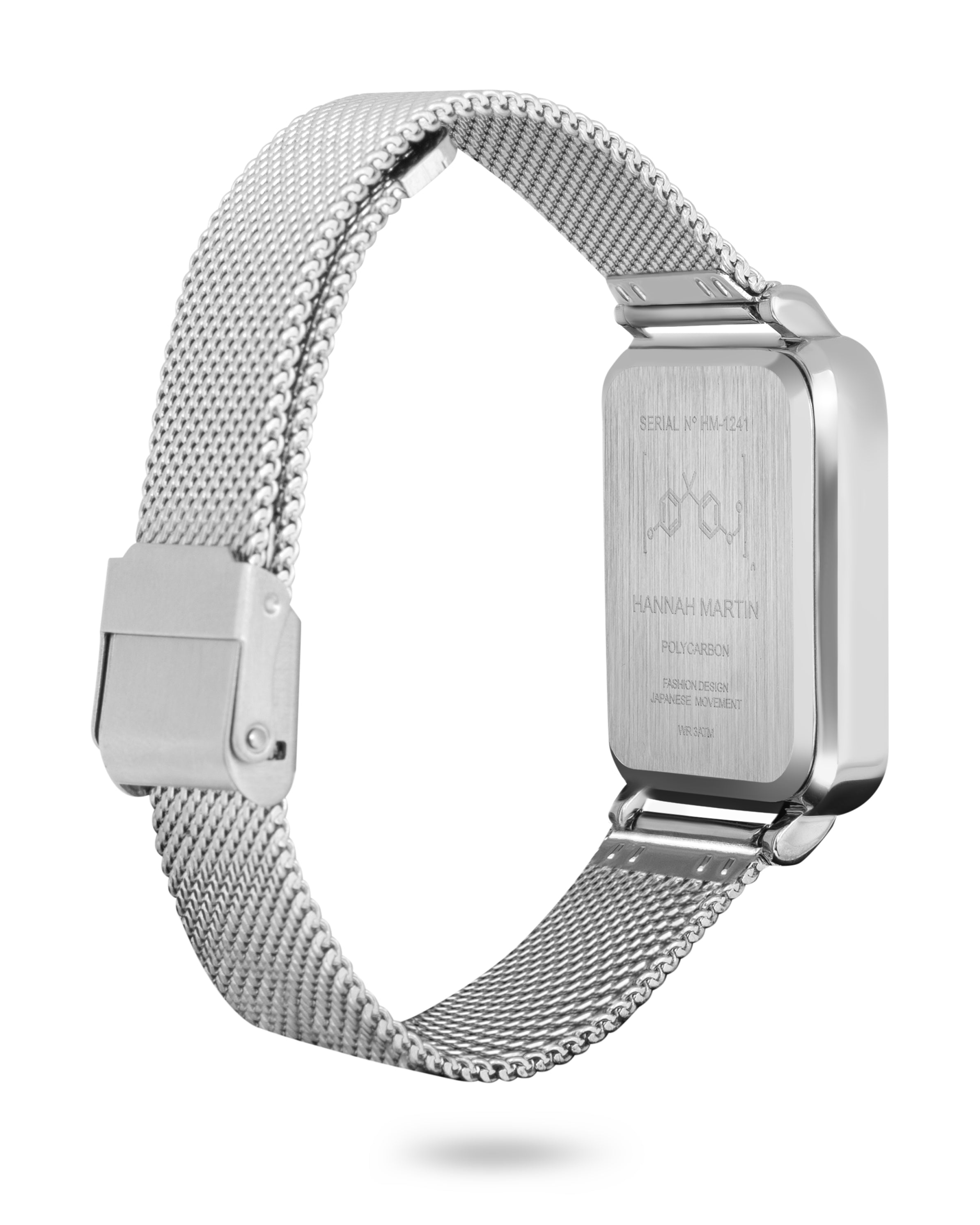 Orion - Elegant Rectangular Watch with Sleek Silver-tone Mesh Band