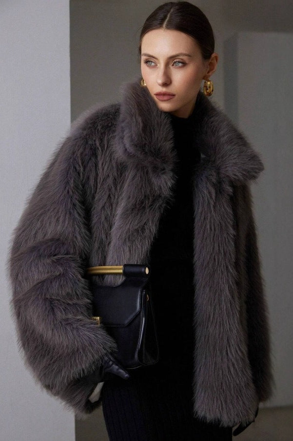 Elegant Solid Faux Fur Winter Coat for Cozy and Stylish Winter Days