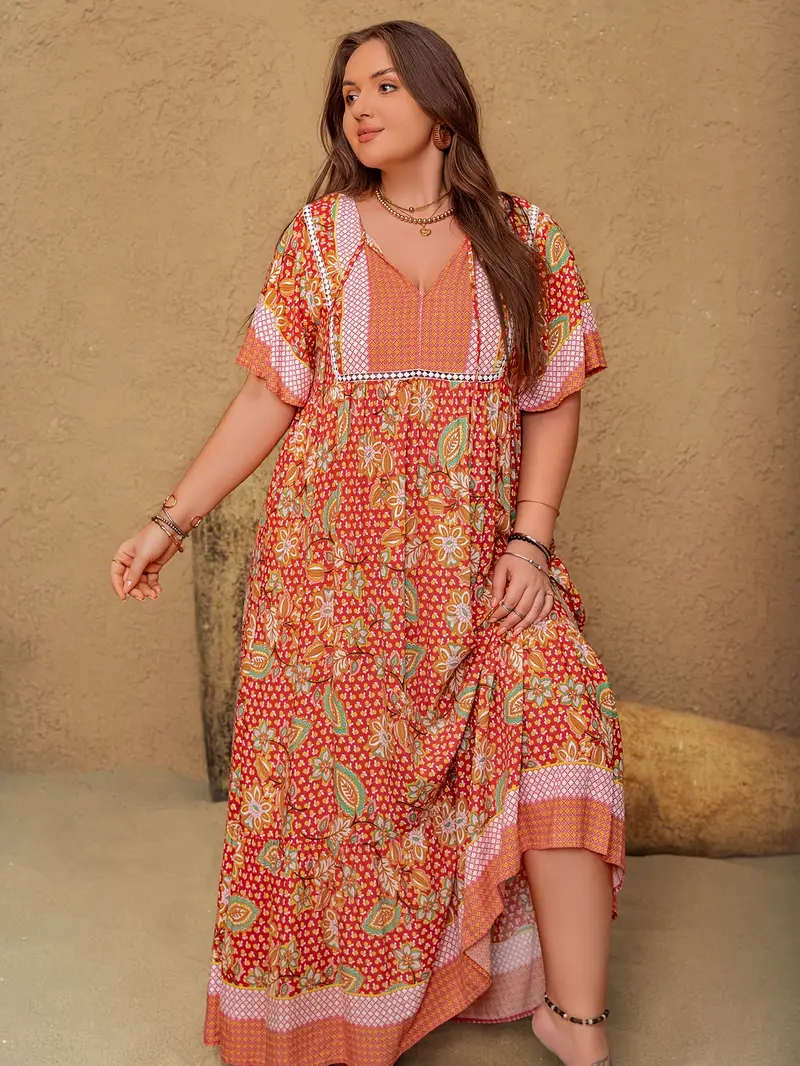 Boho Floral Maxi Dress – Flowy, Flattering Fit for Plus Size