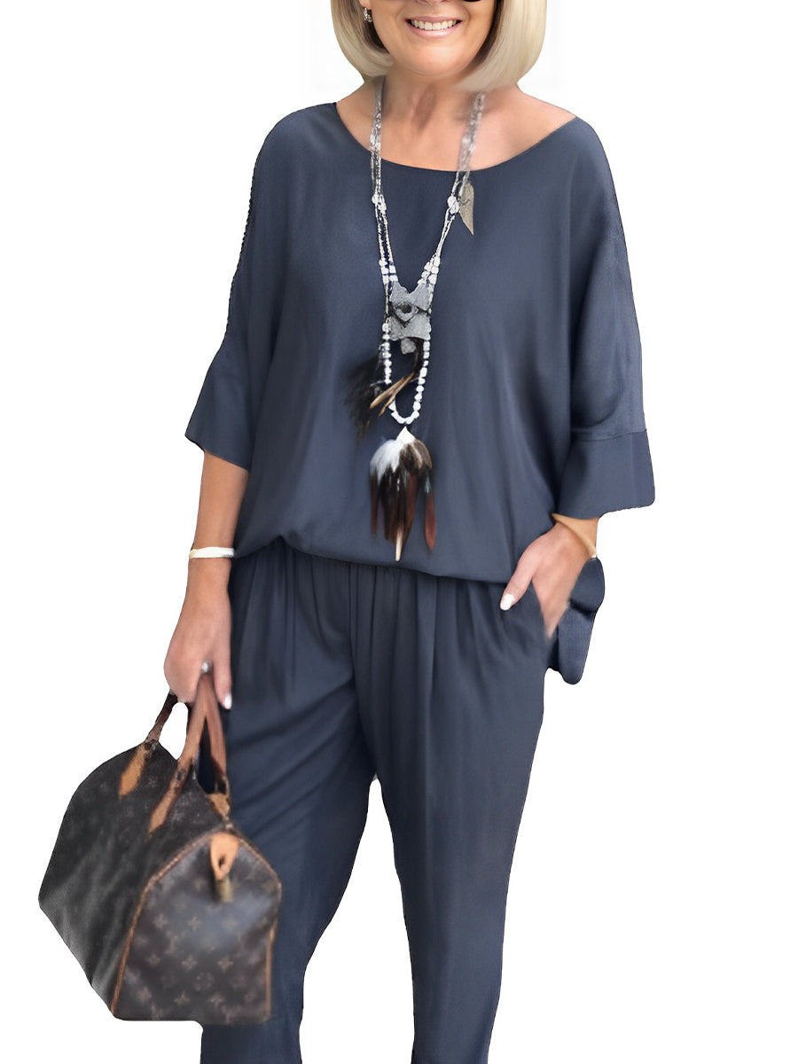 Casual two-piece long sleeve and round neck outfit