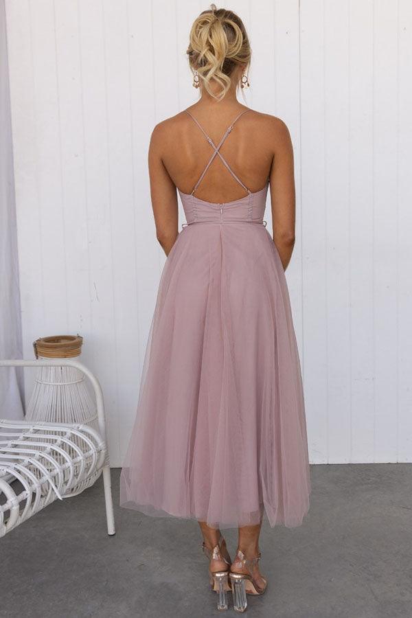 Elegant Maxi Dress with Straps in Chiffon for a Modern Princess Party