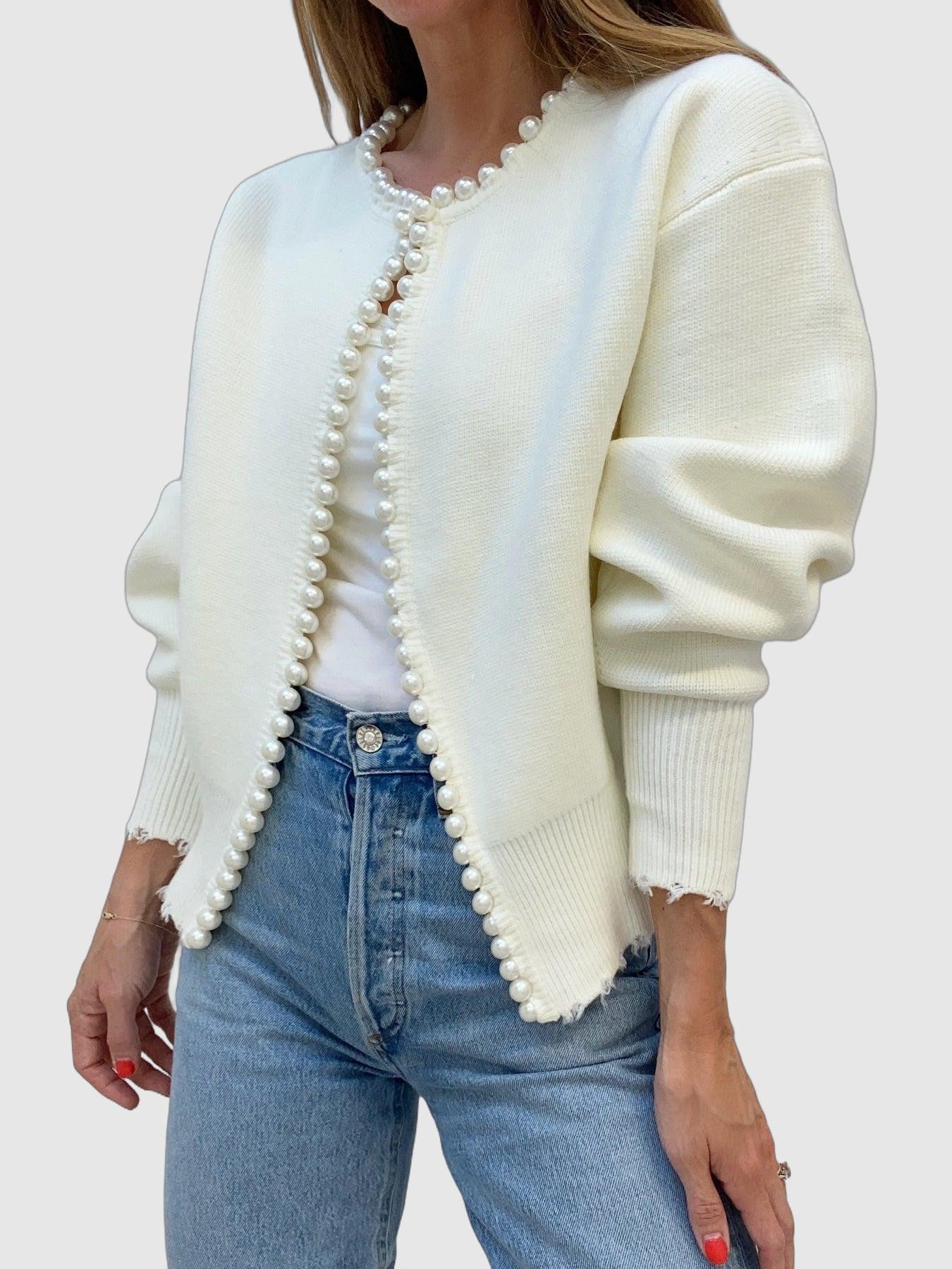 Elegant Pearl-Trim Cardigan for Women