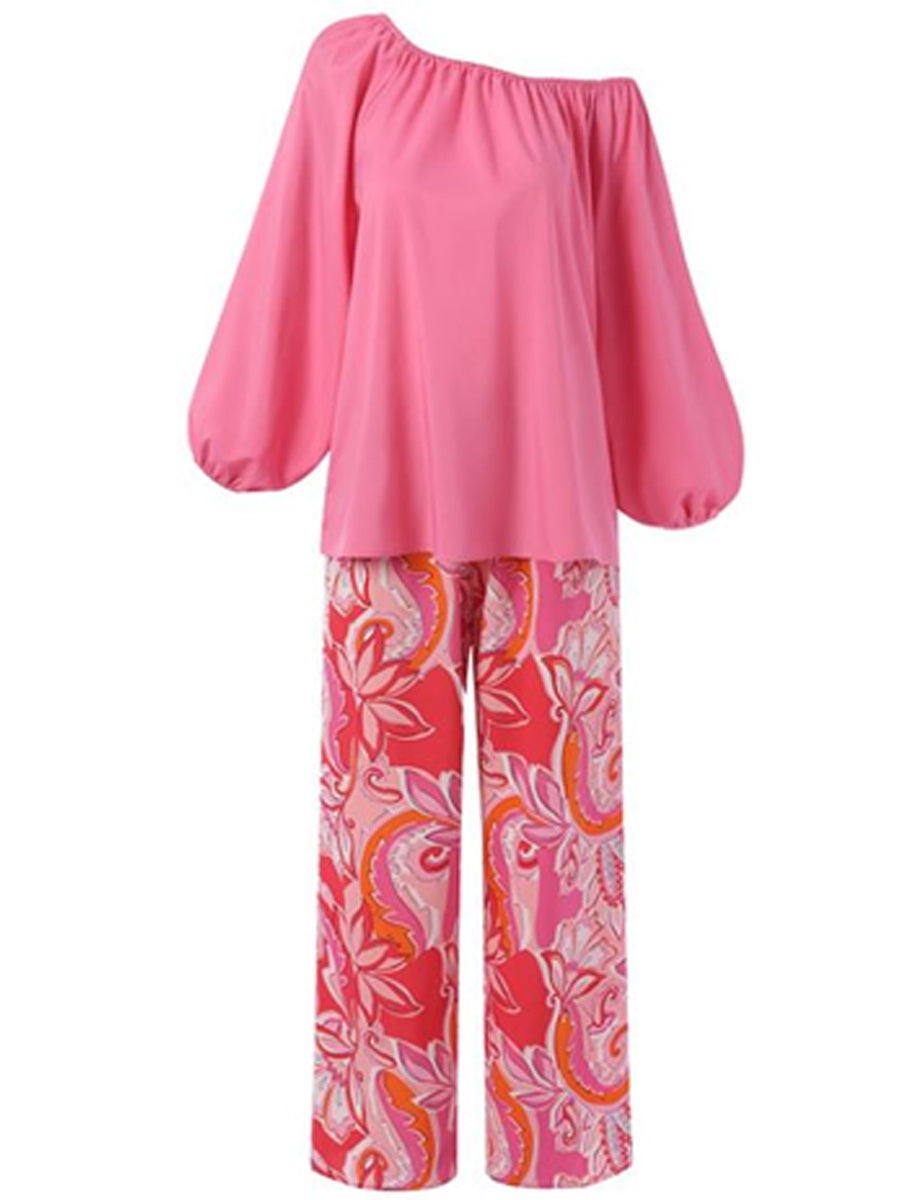 Stylish Casual Set with Print, Comfortable Two-Piece