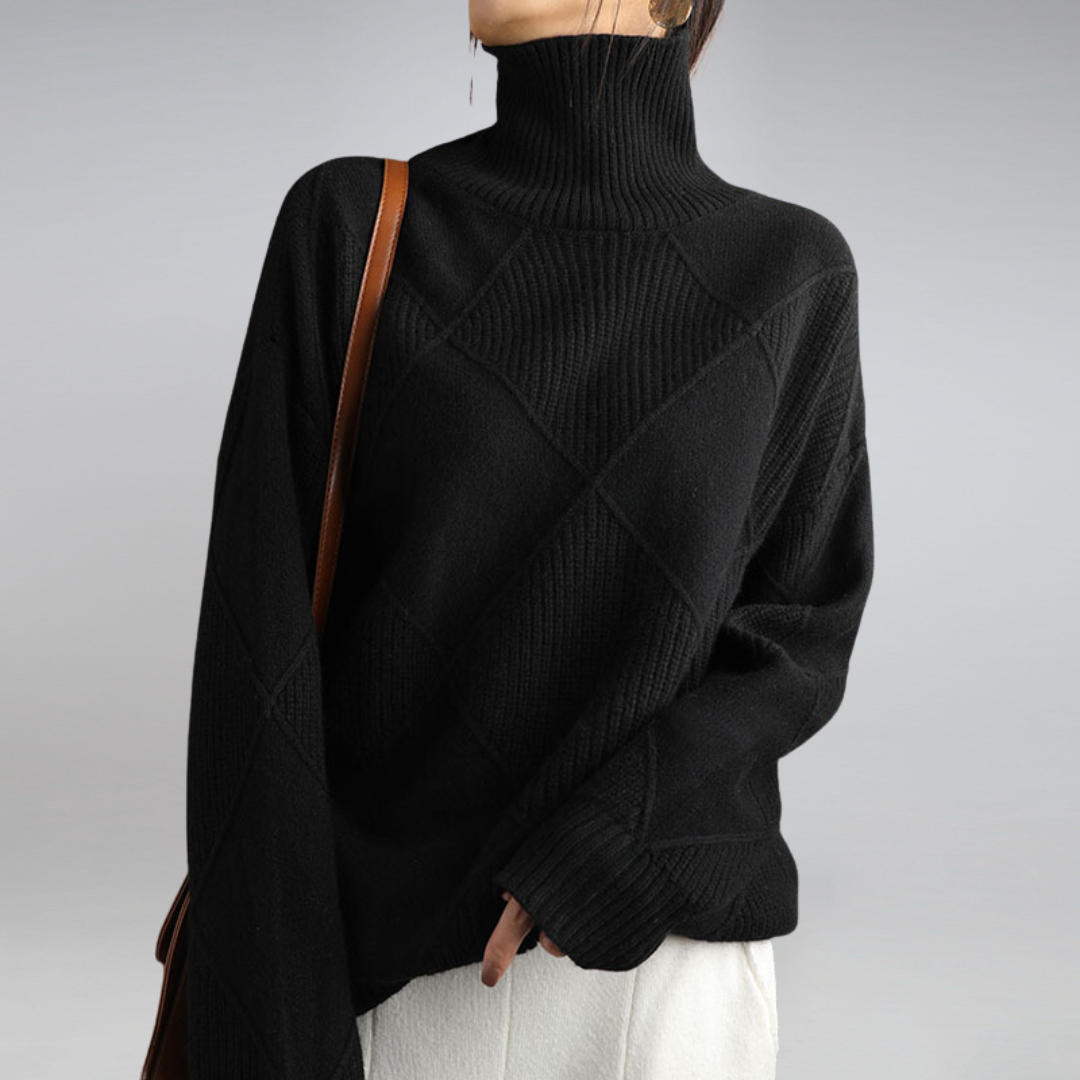 Adelia - Elegant Chic Rolled Collar Sweater