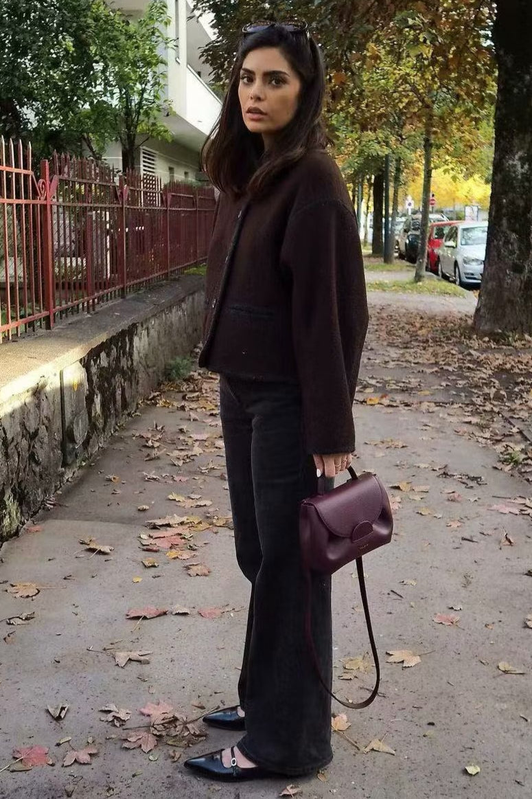 Casual Wool Blend Colorblock Coat for a Stylish and Cozy Look