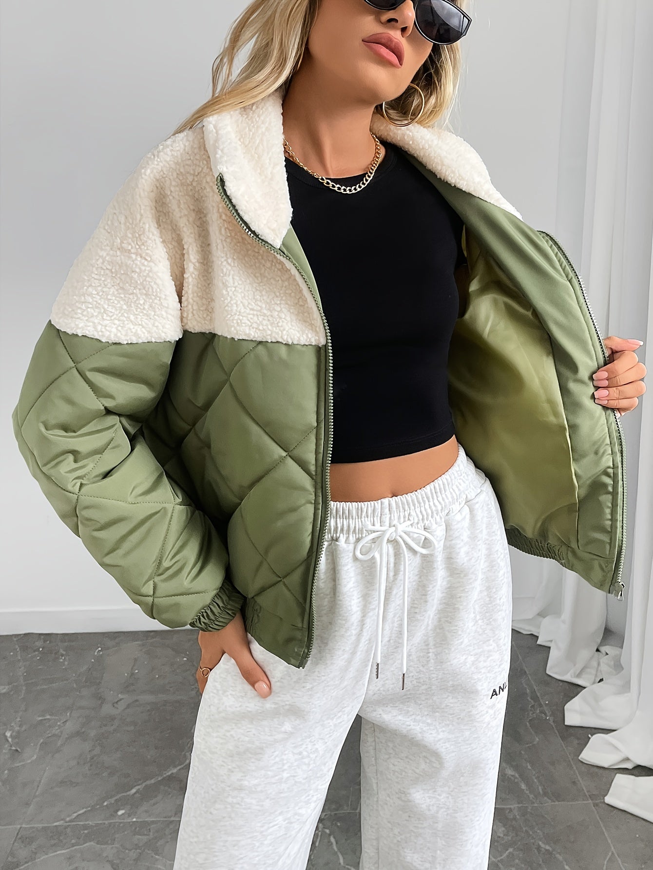 Comfortable Quilt Jacket - Casual Round Neck, Long Sleeve for Autumn and Winter