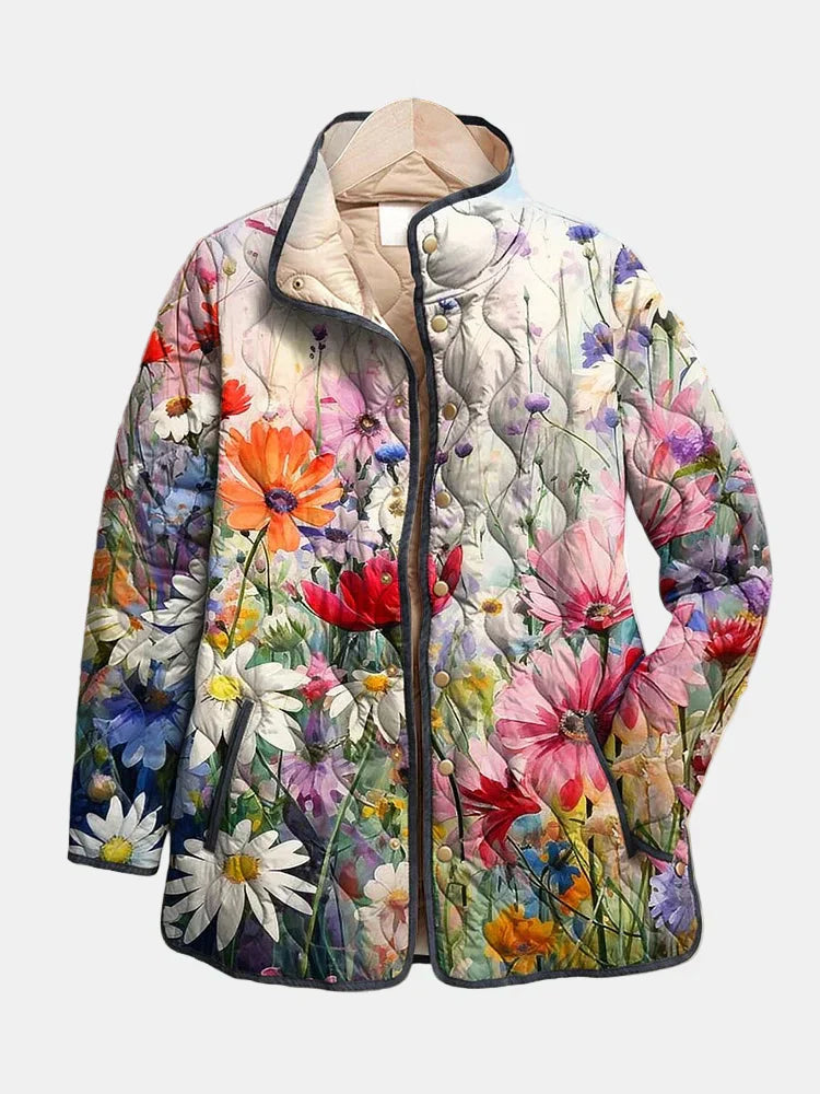 Kaia Chic Vintage Floral Quilted Jacket with Timeless Print