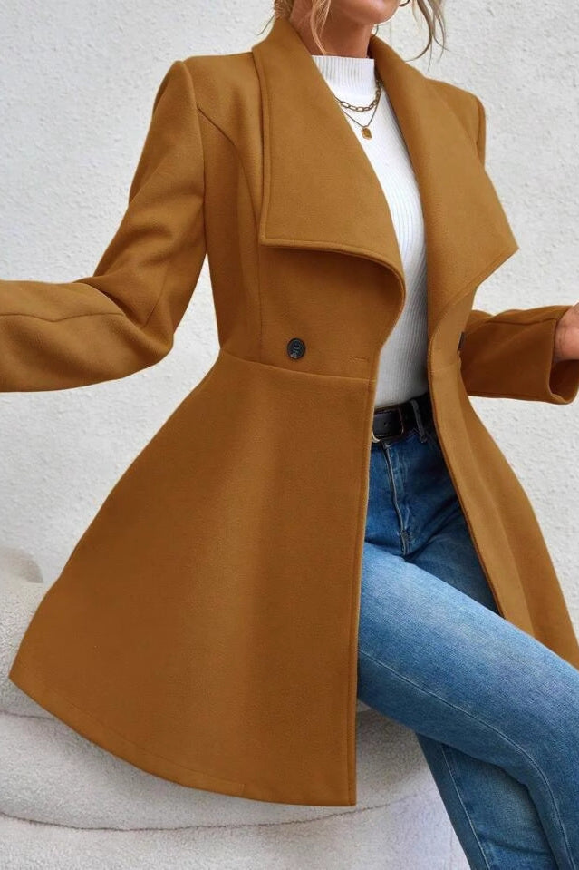 Elegant Wool Long Coat with Belt