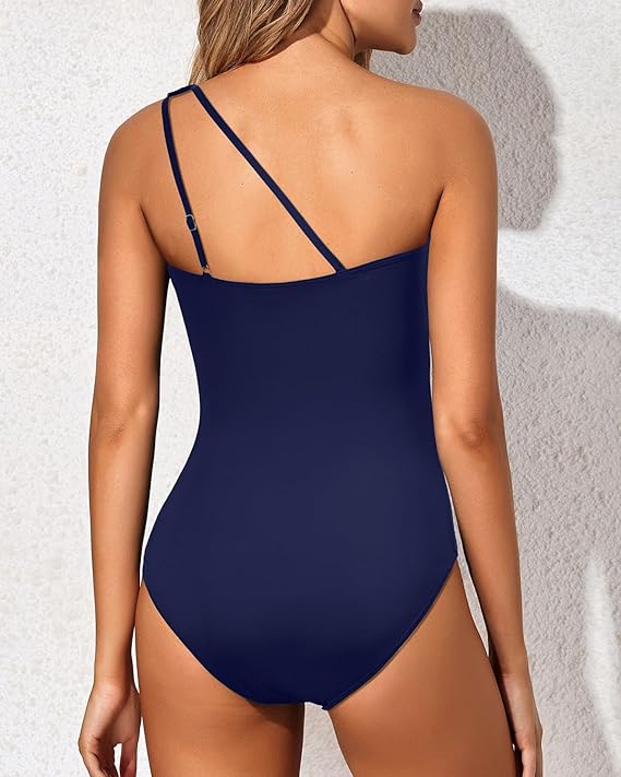 One Shoulder Swimsuit | Pleated Asymmetrical One Piece