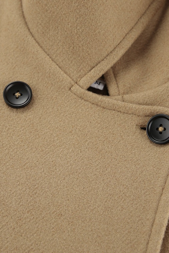 Oversized wool coat with bat wing sleeves