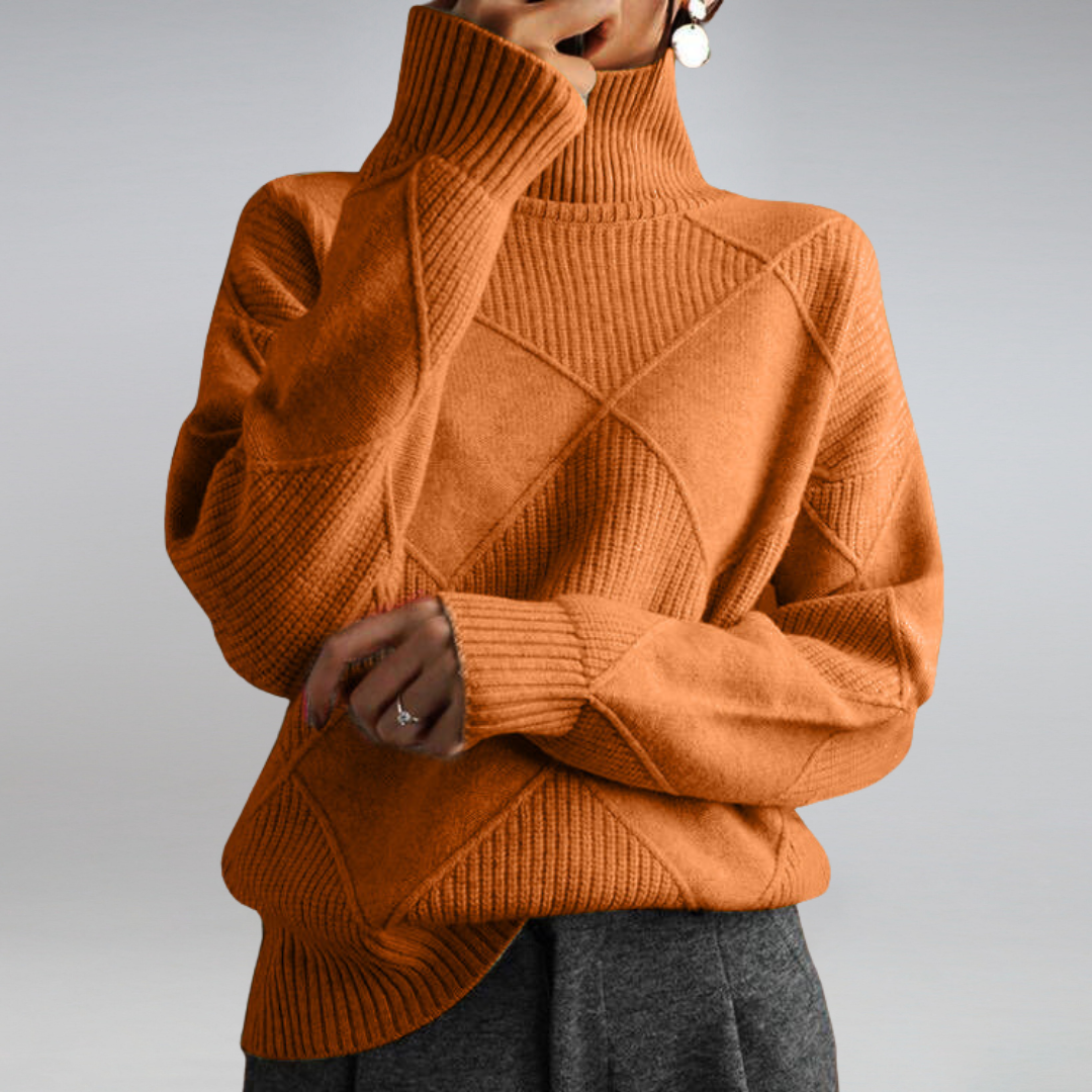 Adelia - Elegant Chic Rolled Collar Sweater