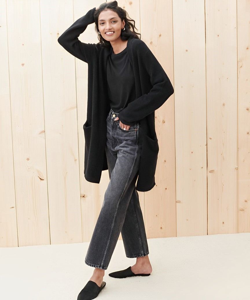 Women's Minimalist Open-Front Cardigan - Sleek, Everyday Layer