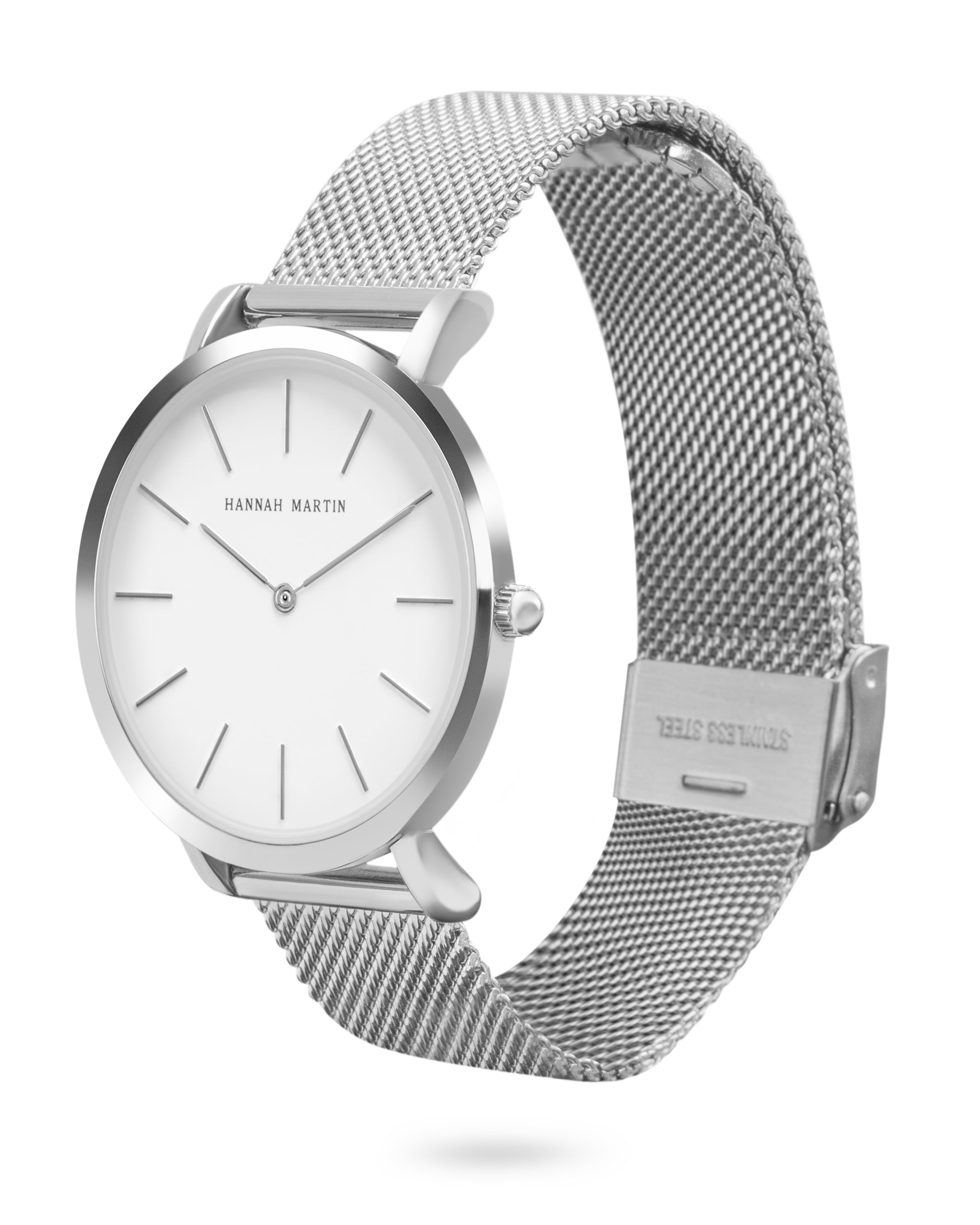 Celestial - Elegant Silver Round Watch with Luxury Mesh Band