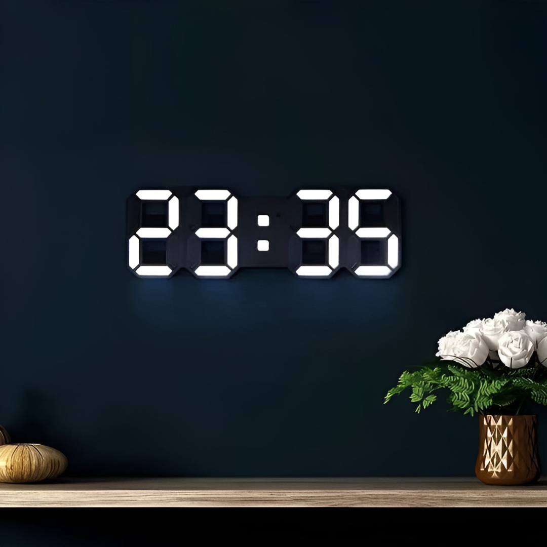 Nyvox - Modern 3D LED Digital Wall Clock with Sleek Design and Bright Time Display